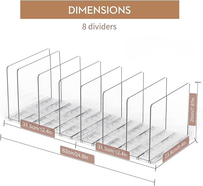 GoMaihe Bag & Purse Organizer for Closet: Adjustable Clear Handbag Storage Shelf - Plastic Clutch Dividers | Minimal | Keep Purses upright - Image 5
