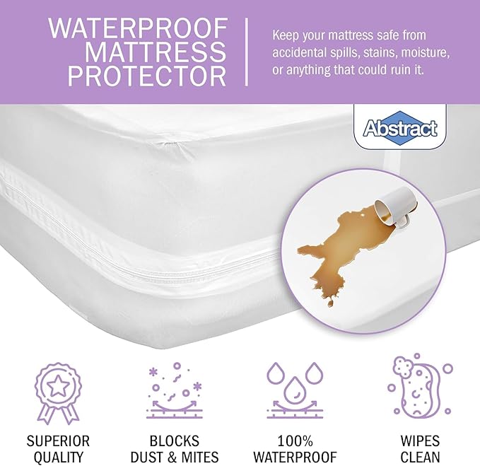 Abstract Waterproof Mattress Cover – Heavy Duty Vinyl Plastic Bed Protective Zippered Sheet, 100 GSM PVC – Long Lasting Quality, Easy Care, for Any Bedroom (24 x 38 x 5)