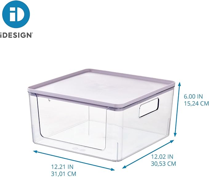 Rosanna Pansino x iDesign Recycled Plastic Open Front Kitchen Storage Bin with Lid, Clear Bin/Lavender Sprinkles Lid, 12" x 12" x 6" - Image 4