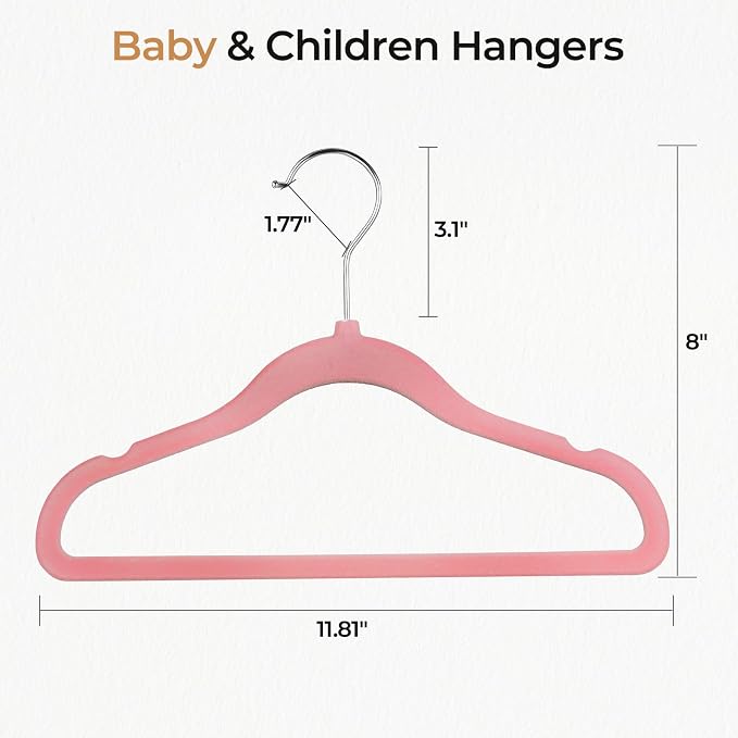 GoodtoU Kids Hangers Velvet 50 Pack 14" - Kids Felt Hangers Non Slip Toddler Hanger Childrens Hanger for Kid - Image 2