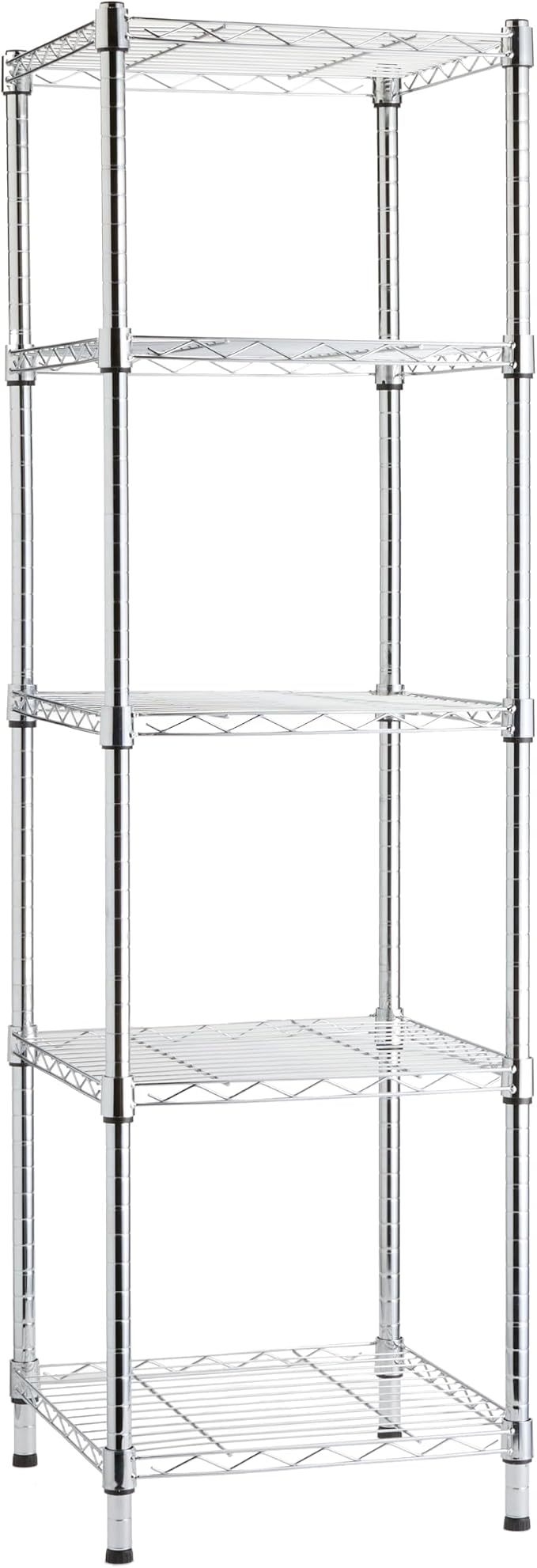 Amazon Basics 5-Shelf Tower Adjustable Storage Shelving Unit, Chrome, 16" x 16" x 54", 150 lbs Per Shelf | Tower, Adjustable by AmazonBasics
