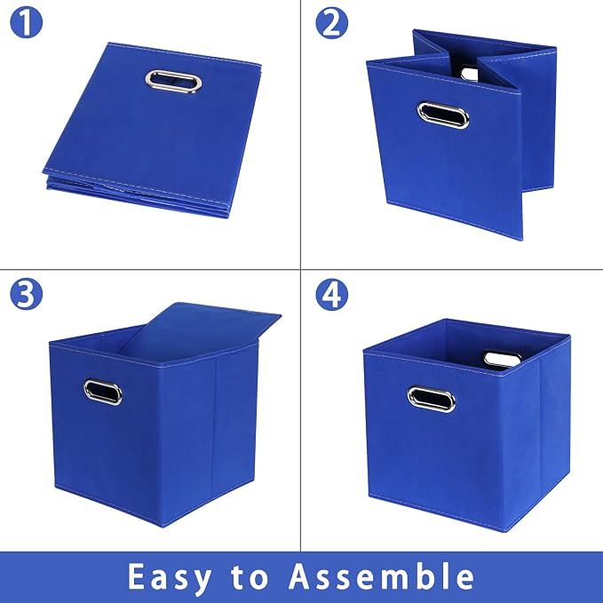 Fabric storage bins Cubes, Fabric Cube Organizer with Handle, Foldable Cube Bins for Cloth or Accessary Storage, 11x11x11, Set of 6, (Dark Blue) - Image 6