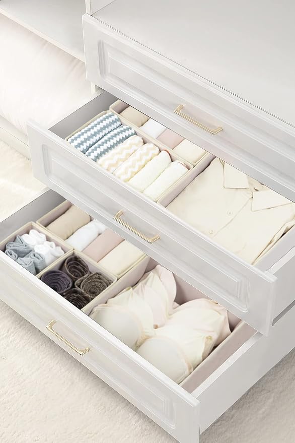 Fordonral 12 Pack Drawer Organizer Clothes, Foldable Fabric Dresser Organizer Closet Organizers and Storage Box for Underwear,Folded Clothes,Baby Clothing,Socks,Bra,Towels,Ties(12 Pack,Pink) - Image 6