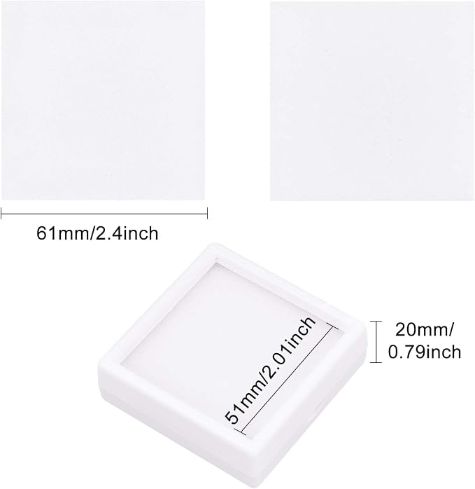 BENECREAT 10PCS White Gemstone Display Box Square Acrylic Jewelry Box Container(2.4x2.4x0.8) with Clear Top Lids and Sponge Inside for Gems, Jewelry Packing - Image 2