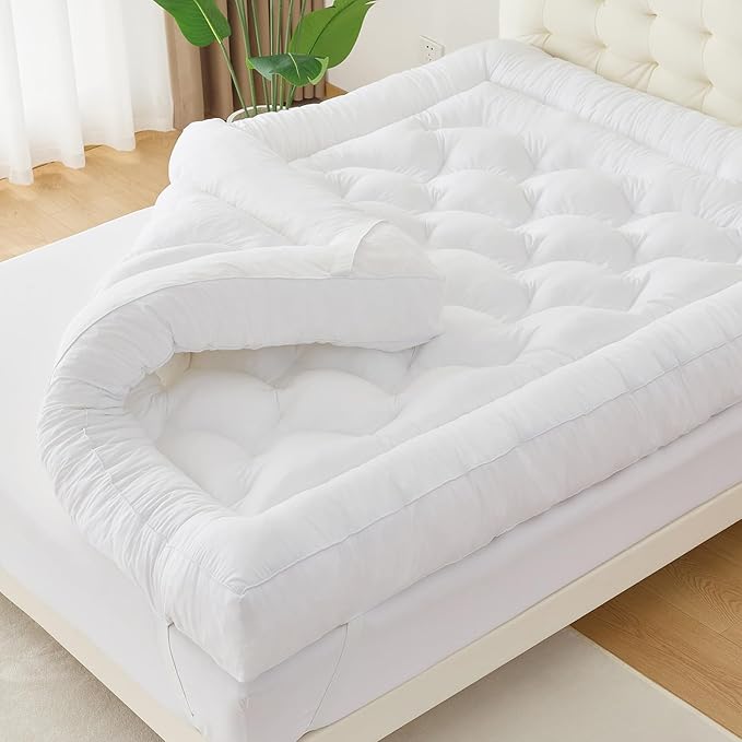 WhatsBedding 5 Inch Memory Foam Mattress Topper Full Size, Supportive Fluffy Shredded Memory Foam Filled Pillow Top, Extra Soft Bed Topper for Back Pain Relief, 54x75x5 Inch