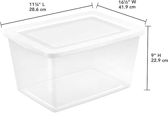 Sterilite 16 Pack Storage Box, 58 Quart Stackable Tote, Clear Plastic Container with Secure Snapping Lids for Home and Office Organization, White - Image 3