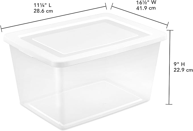 Sterilite 24 Pack Storage Box, 58 Quart Stackable Tote, Clear Plastic Container with Secure Snapping Lids for Home and Office Organization, White - Image 3