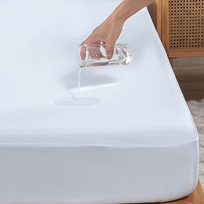 Waterproof 32-34 Split Top King Mattress Protector for Adjustable Bed Flex Head Fitted Sheet Style with Elastic Deep Pocket Mattress Cover Split Top King