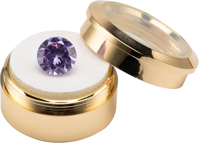 Small Loose Diamond or Gemstone Display Box Case Holder Show Container Metal (Gold- 1.3x0.5) - Image 2