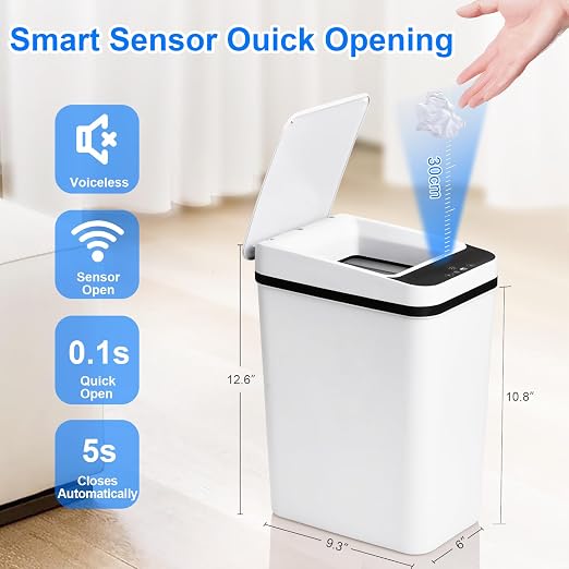 Anborry Bathroom Smart Touchless Trash Can 2.2 Gallon Automatic Motion Sensor Rubbish Can with Lid Electric Narrow Small Garbage Bin for Kitchen, Office, Living Room, Toilet, Bedroom, RV - Image 4