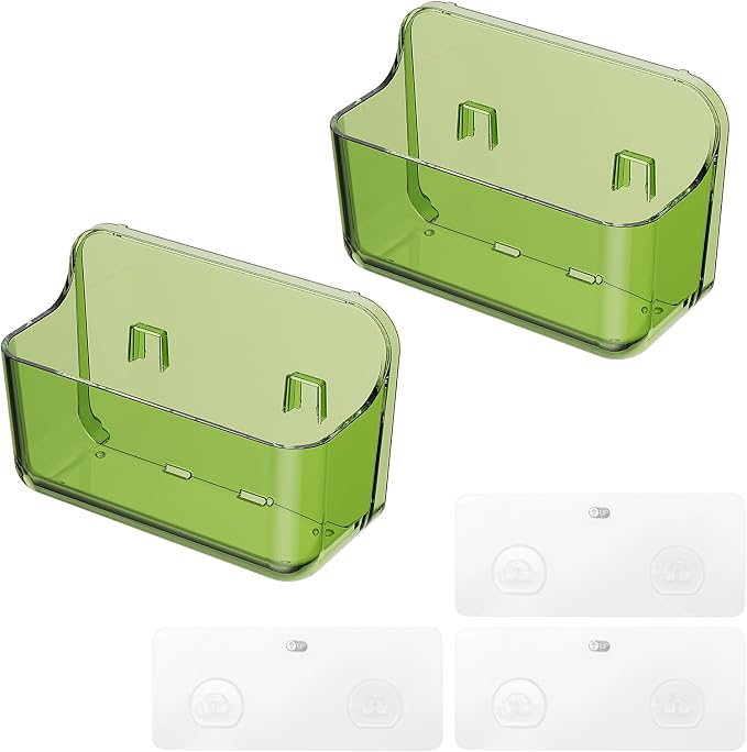 Diesisa 2pc Acrylic Wall Mount Organizer, Adhesive Cabinet Door Organizer,Acrylic Bathroom Shelves for Wall,No Drilling Hang Walls,with Self Adhesive Tape, for Bathroom, Kitchen, Living Room-Green - Image 9