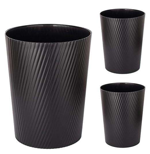 UUJOLY Small Trash Can Wastebasket Garbage Can Container Bins for Bathrooms, Laundry Room, Kitchens, Offices, Kids Rooms, Dorms (Black, 3 Pack) by UUJOLY