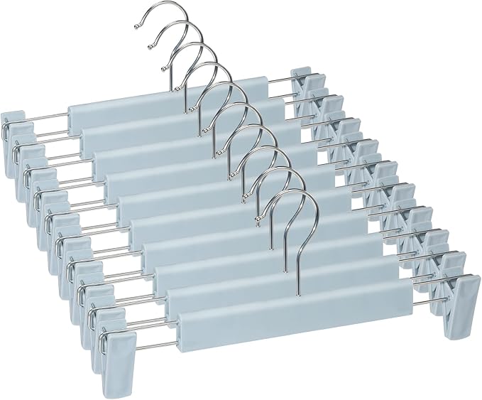 Skirt Hangers，Pants Hangers with Clips，360 ° Swivel Hooks Space Saving Hangers for Pants, Skirts, Clothes, Jeans (10Pack, Light Blue) by Lamitocs