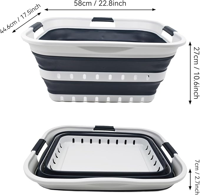 SAMMART 42L (11 gallon) Collapsible Plastic Laundry Basket - Foldable Pop Up Storage Container/Organizer - Space Saving Hamper/Basket (1, Grey/Slate Grey) - Image 3