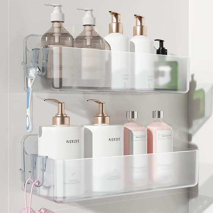 Nieifi Adhesive Wall Shelf, Shower Shelves, Shower Organizer for Bathroom Organization (A-Clear, 2 pieces) by Nieifi