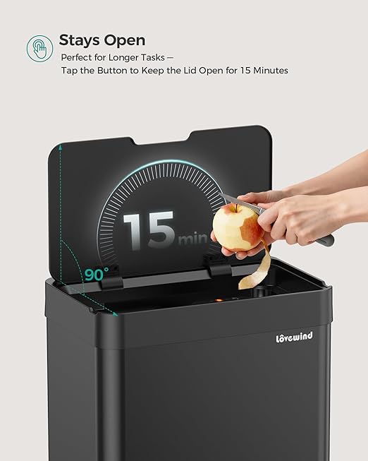 Kitchen Trash Can Touchless, 13 Gallon/50 Liter Stainless Steel Automatic Motion Sensor Trash Can, Type-C Rechargeable Garbage Can with Lid, Silent Close, Touchless Trash Bin for Home Kitchen, Black - Image 6