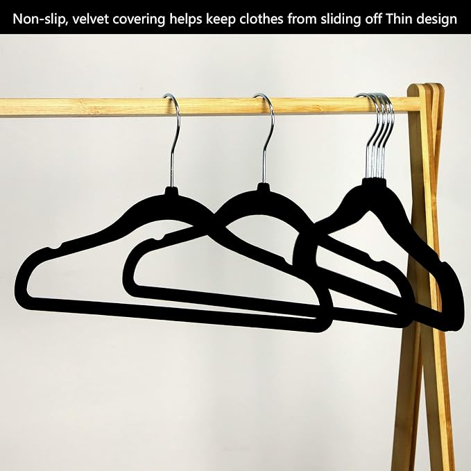 GoodtoU Kids Velvet Hangers Baby Hangers Black Infant Hanger for Closet Non Slip Children Hanger - Image 5