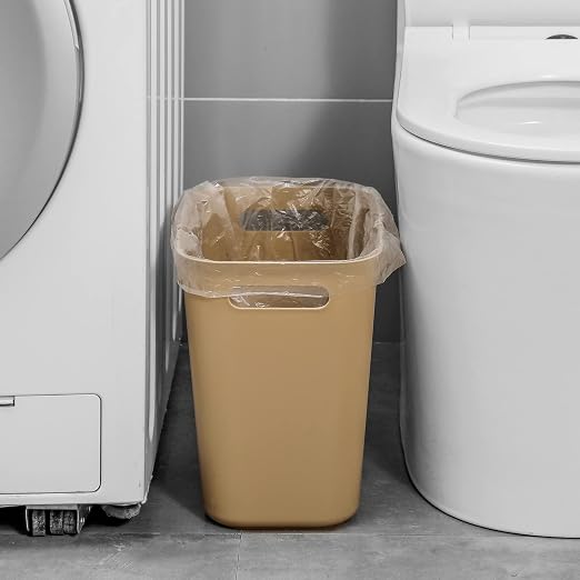 UUJOLY Plastic Small Trash Can Wastebasket, Garbage Container Basket for Bathrooms, Laundry Room, Kitchens, Offices, Kids Rooms, Dorms, 3.5 Gallon, Khaki - Image 4