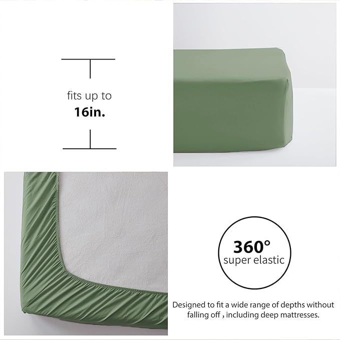 Zzlpp King Comforter Set 7 Pieces, Sage Green Seersucker Bed in a Bag with Comforter and Sheets, Lightweight Bedding Sets with 1 Comforter, 2 Pillow Shams, 2 Pillowcases, 1 Flat Sheet, 1 Fitted Sheet