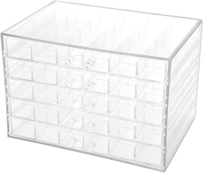 Feadily Acrylic Jewelry Organizer Box, Jewelry Drawer Organizer With 5 Drawers 120 Grids, Clear by Feadily