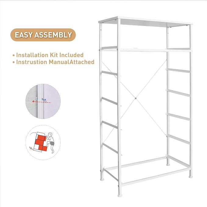 Mifuro Tall Dresser for Bedroom, Vertical Storage Organizer Tower with 7 Drawers, Chest of Drawers with Fabric Bins, Steel Frame, Wood Top for Bedroom, Closet, Entryway- Light Grey - Image 9