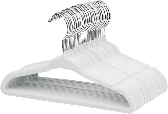 ManGotree Velvet Baby Clothes Hangers, 10.95'' Non-Slip Kids Hangers, Space Saving Hangers for Infant Toddler Children (30 Pack, White) by ManGotree