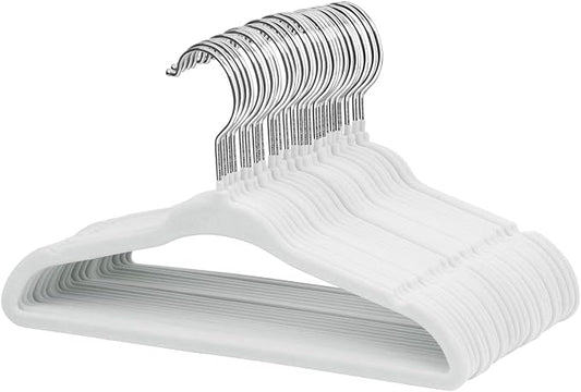 ManGotree Velvet Baby Clothes Hangers, 10.95'' Non-Slip Kids Hangers, Space Saving Hangers for Infant Toddler Children (30 Pack, White) by ManGotree