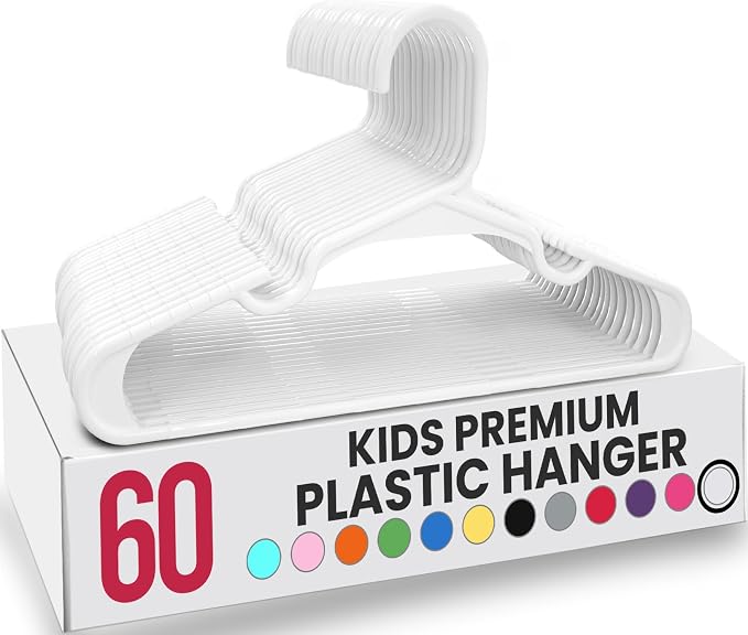 Utopia Home 60 Pack Kids Hangers - 11.5 Inch Plastic Baby Hangers for Closet - Childrens Hanger for Clothes & Infant Hanger for Closet (White) by UTOPIAHOME