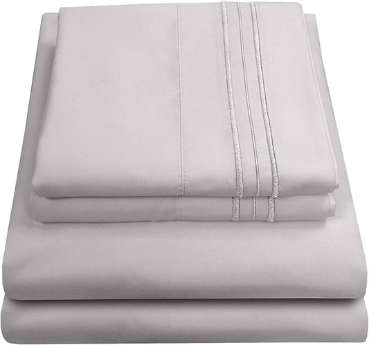 1800 Thread Count Sheet Set – Soft Egyptian Quality Brushed Microfiber Sheets – Luxury Bedding Set with Flat Sheet, Fitted Sheet, 2 Pillow Cases