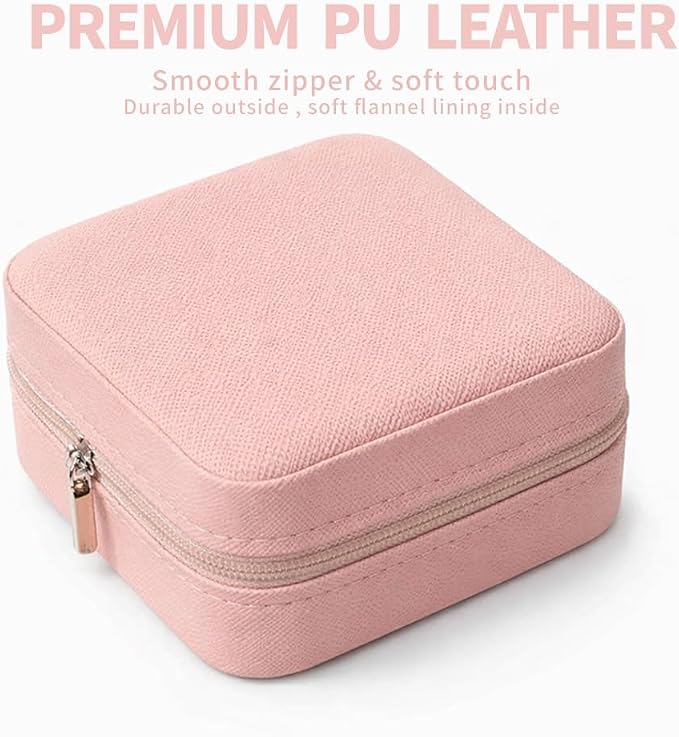 Jewelry Box for Women Girls, Small Travel Jewelry Organizer, Mini Portable Jewelry Storage Case as Small Gifts for Women, Pink - Image 2