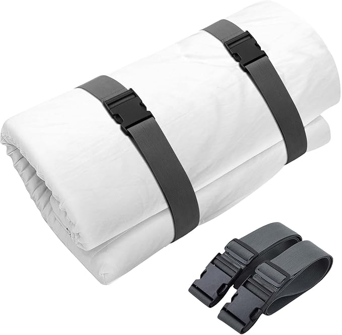 2 Pcs 60" x 2" Mattress Topper Straps Adjustable Memory Foam Packing Straps with Buckles for Home Mattress Moving or Storage, Dark Grey
