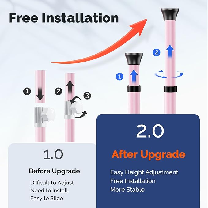 HAMITOR Corner Shower Caddy Tension Pole: Quick Installation 4-Tier Rustproof Bathroom Organizer Shelves for Bathtub Shampoo Storage - 47-121 inch Adjustable Floor Standing Bath Rack Holder - Pink - Image 4