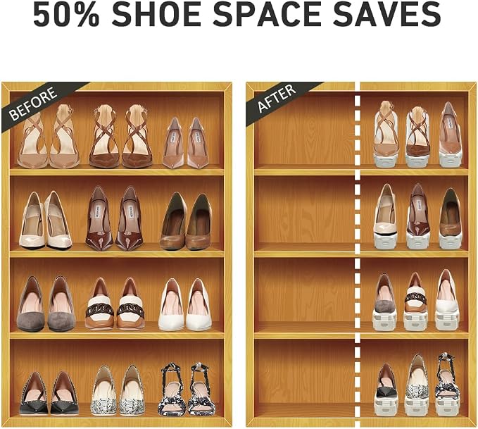 Shoe Slots Organizer 36 Pack - Shoe Organizer Space Saver 50%,Adjustable Thickening Shoe Stackers for a pair of Shoes,Shoe Storage Shoe Rack Holder for closet organization,organizador de zapatos,White - Image 2