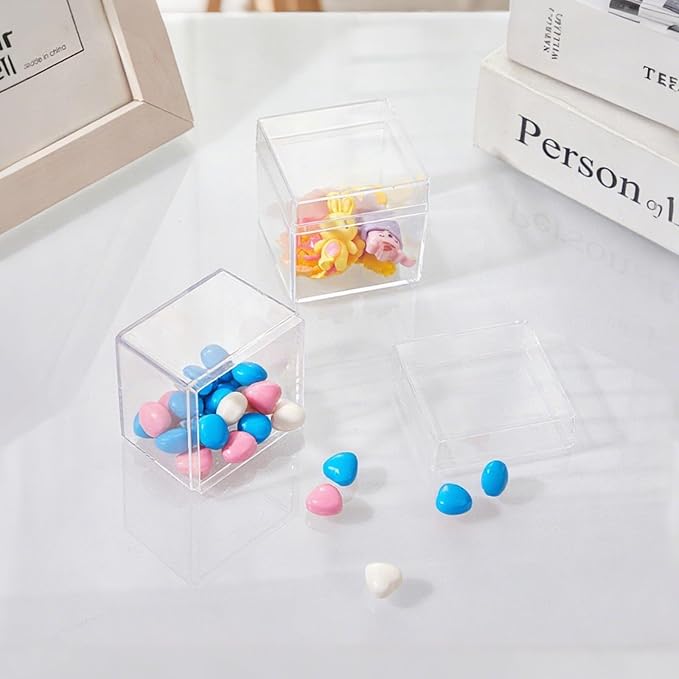 Okllen 36 Pack Acrylic Boxes with Lid, Clear Square Cubes Treat Gift Boxes Candy Storage Container for Candy, Little Trinkets, Jewelry, Party Favor, 2''x2''x2''/5x5x5CM - Image 6
