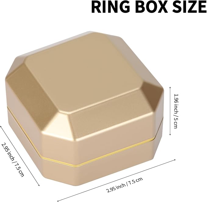 Luxury LED Jewelry Earring Pendant Stud Box, Velvet Earring Necklace Gift Box Storage Case Organizer Holder for Proposal Engagement Wedding Anniversary Birthday Ceremony (Gold) - Image 2