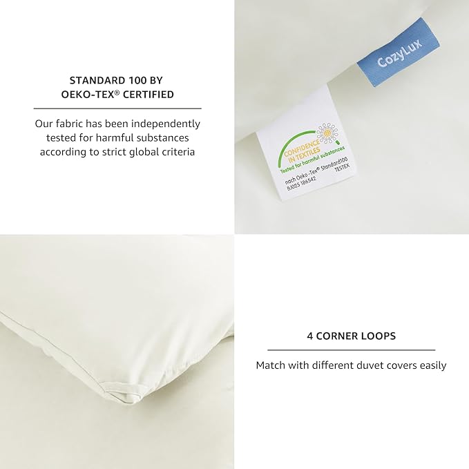 CozyLux King Size Comforter Set Ivory, 3 Pieces Solid Comforters King Size Breathable Quilted Bedding Sets, Luxury Soft Lightweight Bed Set with Down Alternative Comforter and 2 Pillowcases All Season