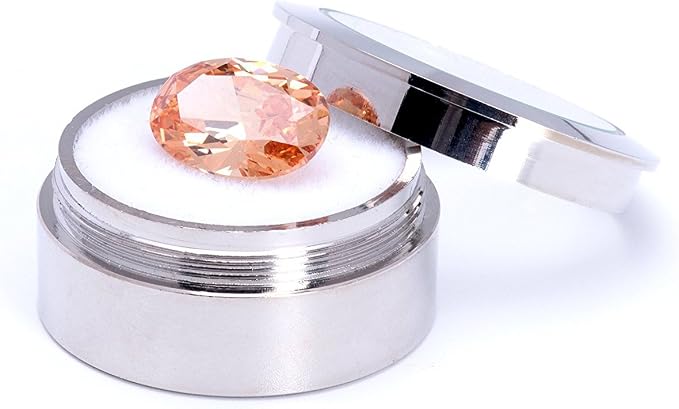 Mini Diameter 1.3 inch Loose Diamond or Gemstone Display Box Case Holder Show Container Metal (Silver- 1.3x0.5) - Image 2