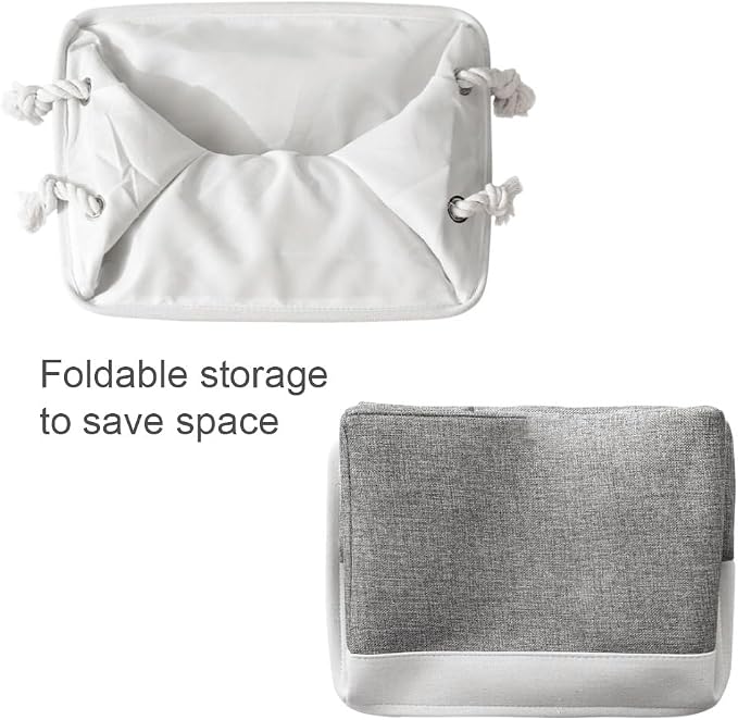 TheWarmHome Organization and Storage Basket for Organizing - 3 Pack 16x12x12 inch Cube Storage Bin Fabric Storage Cubes for Organizer Cloth Gift Toy Closet (White & Grey) - Image 7