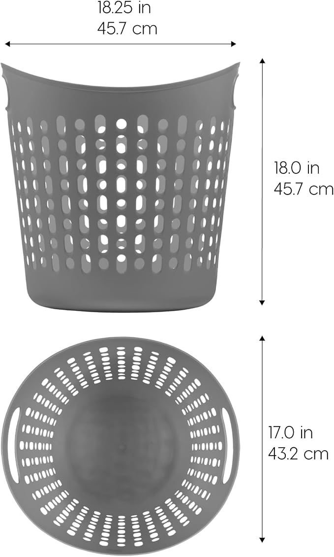 IRIS USA Plastic Laundry Basket Hamper, 3-Pack, 40L / 10 Gal Flexible Dirty Clothes Bag with Ventilation Holes, Bedroom Bathroom Apartment Dorm Laundry Room Blanket Pillow Trinkets Organization, Gray - Image 2
