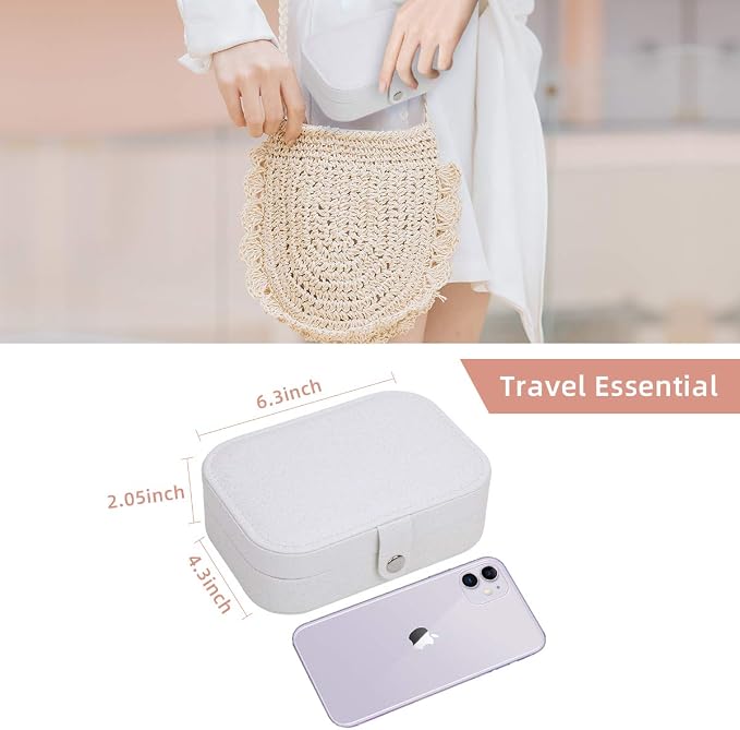 CASEGRACE Jewelry Box For Women Travel Jewelry Organizer Double Layer for Necklace Earring Rings Jewelry Holder Case - Image 2