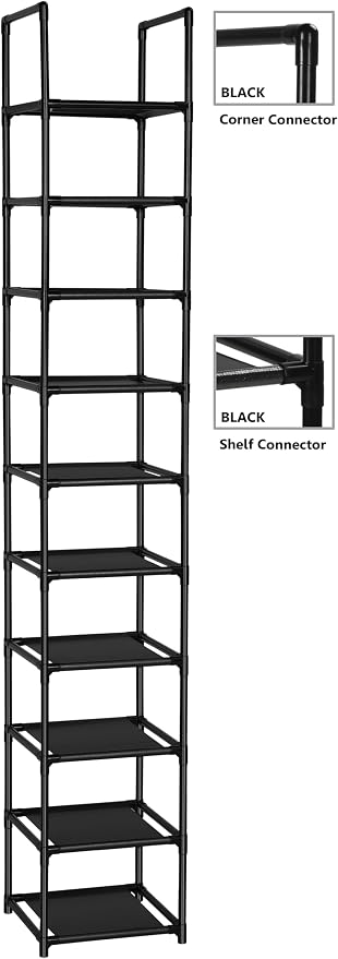 FIDUCIAL HOME 10 Tiers Shoe Rack Space Saving Vertical Single Pairs Sturdy Shoe Shelf Storage Organizer - Image 6