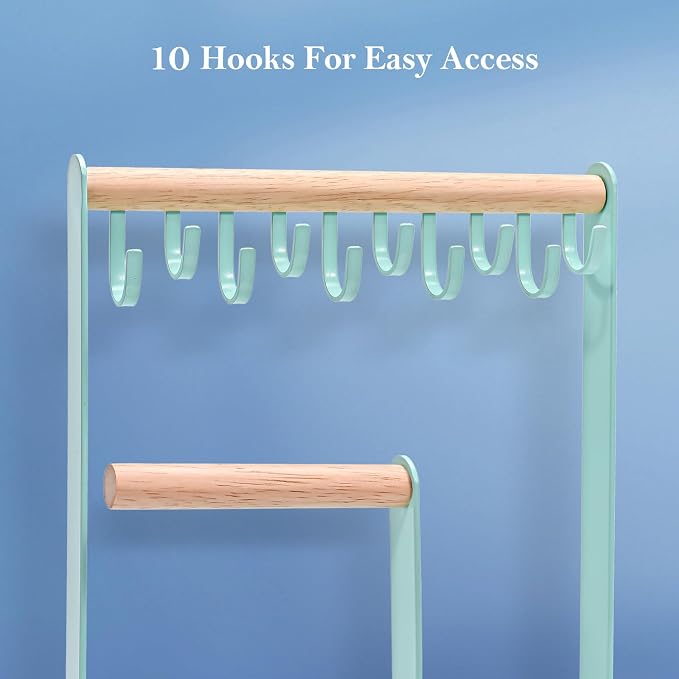 ProCase Cute Jewelry Stand, Aesthetic Jewelry Organizer for Dresser Vanity, Jewelry Holder Display for Necklaces Earrings, Gifts for Teen Girls Women, Bedroom Dorm Decor -Medium, Aqua - Image 6