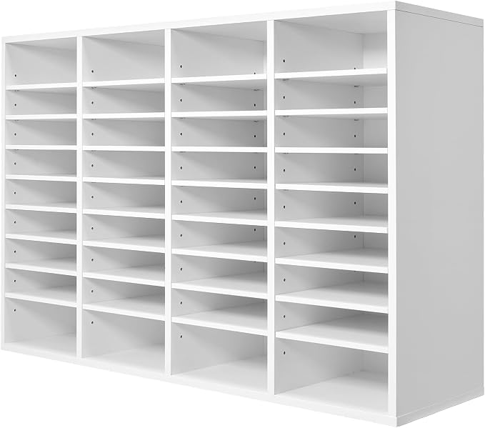 VEVOR Literature Organizer, 36 Compartments Office Mailbox with Adjustable Shelves, Wooden Mailbox Sorter Medium Density Fiberboard Office Home Classroom Storage for Files, Documents, Papers, White - Image 9