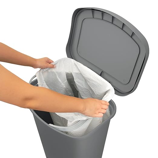 Glad Kitchen Trash Can | Large Plastic Waste Bin with Odor Protection of Lid | Hands Free with Step On Foot Pedal and Garbage Bag Rings, 13 Gallon, Grey - Image 9