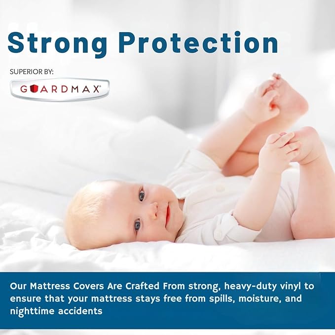 Guardmax Heavy Gauge Vinyl King Size Mattress Protector - Waterproof & Dust Proof Mattress Cover with Stretchable Pockets - Soft, Comfortable, & Noiseless Waterproof Fitted Sheet.(78 x 80 x 12)