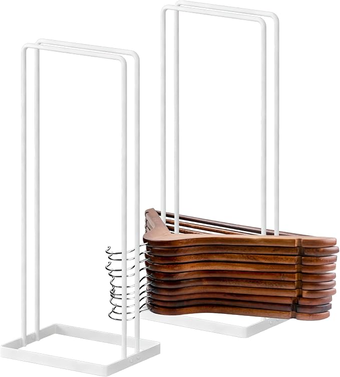 Hanger Holder Stand Clothes Hanger Organizer for Home Organization, Hangers Stackers RV Rack Stand Caddy for Velvet Felt Plastic Coat Hangers Adult Kids Pant Hangars Dorm Room Essentials, 2 Pack White by SeropyDirect