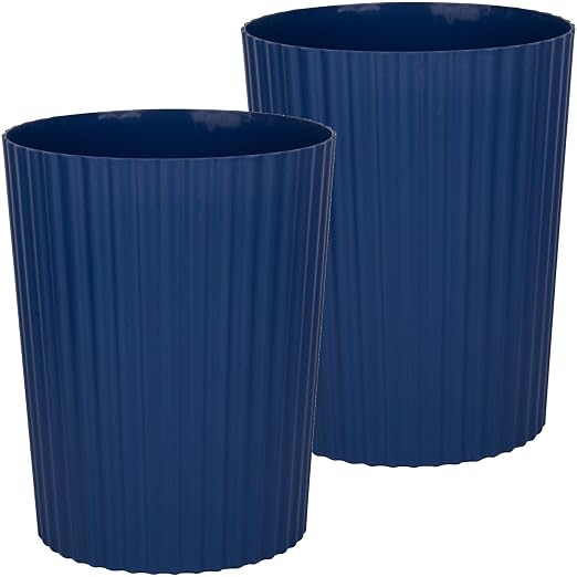 JiatuA Small Trash Can Plastic Wastebasket Round Garbage Container Bin for Bathroom, Kitchen, Bedroom, Home Office, College Dorm, Navy Blue 2 Pack by JiatuA
