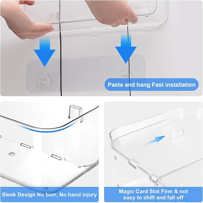 Diesisa Acrylic Wall Mounted Shower Caddy, Clear, Large Size 4D x 12.8" W x 3.3" H, Acrylic Shelf, No Drilling Walls Adhesive Shelf, Bathroom Shelves with Self Adhesive Tape for Bathroom, Kitchen - Image 9