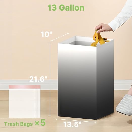 4 Pack Extra Large Disposable Trash Cans, Reusable Portable Garbage Can, 13 Gallon (21.6" H x 13.5" W x 10" D), Extra Thick Recycled Cardboard Portable Garbage Can and Recycling Bins,Black Gradient - Image 2