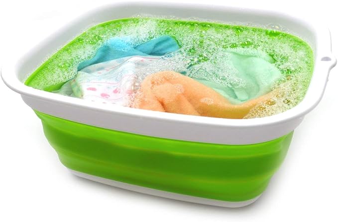 SAMMART 7.7L (2 Gallon) Collapsible Tub - Foldable Dishpan, Kitchen Sink for Camping - Indoor Outdoor Portable Washing Basin - Space Saving Plastic Washtub (Green, S) - Image 5